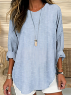 Diana | Women's Striped Round Neck Long Sleeve Blouse