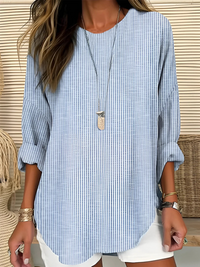 Diana | Women's Striped Round Neck Long Sleeve Blouse
