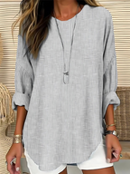 Diana | Women's Striped Round Neck Long Sleeve Blouse