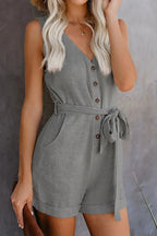 Lucia | Women's V-Neck Belted Jumpsuit with Pockets