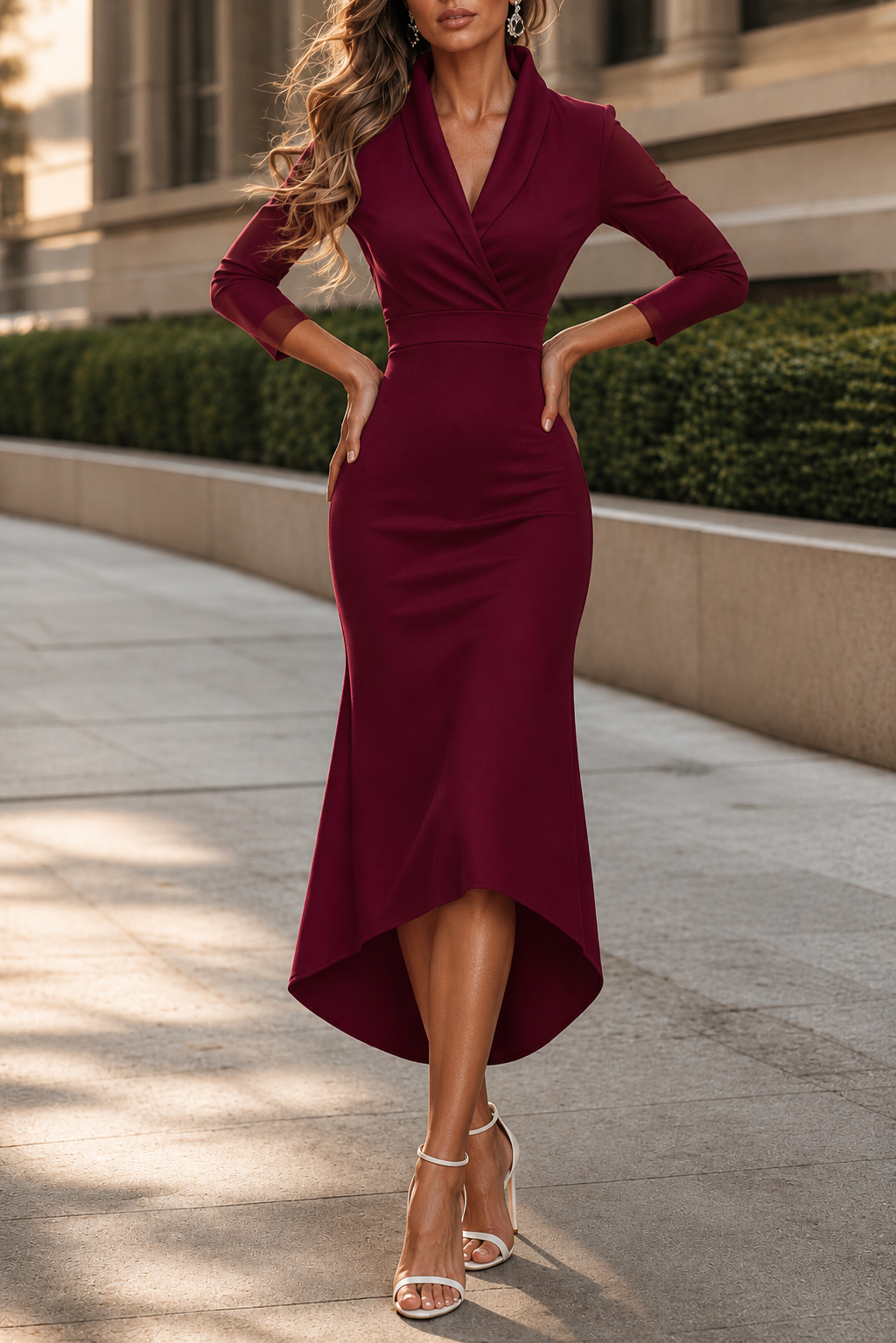 Philippa | Women's Wrap-Front Satin Midi Dress