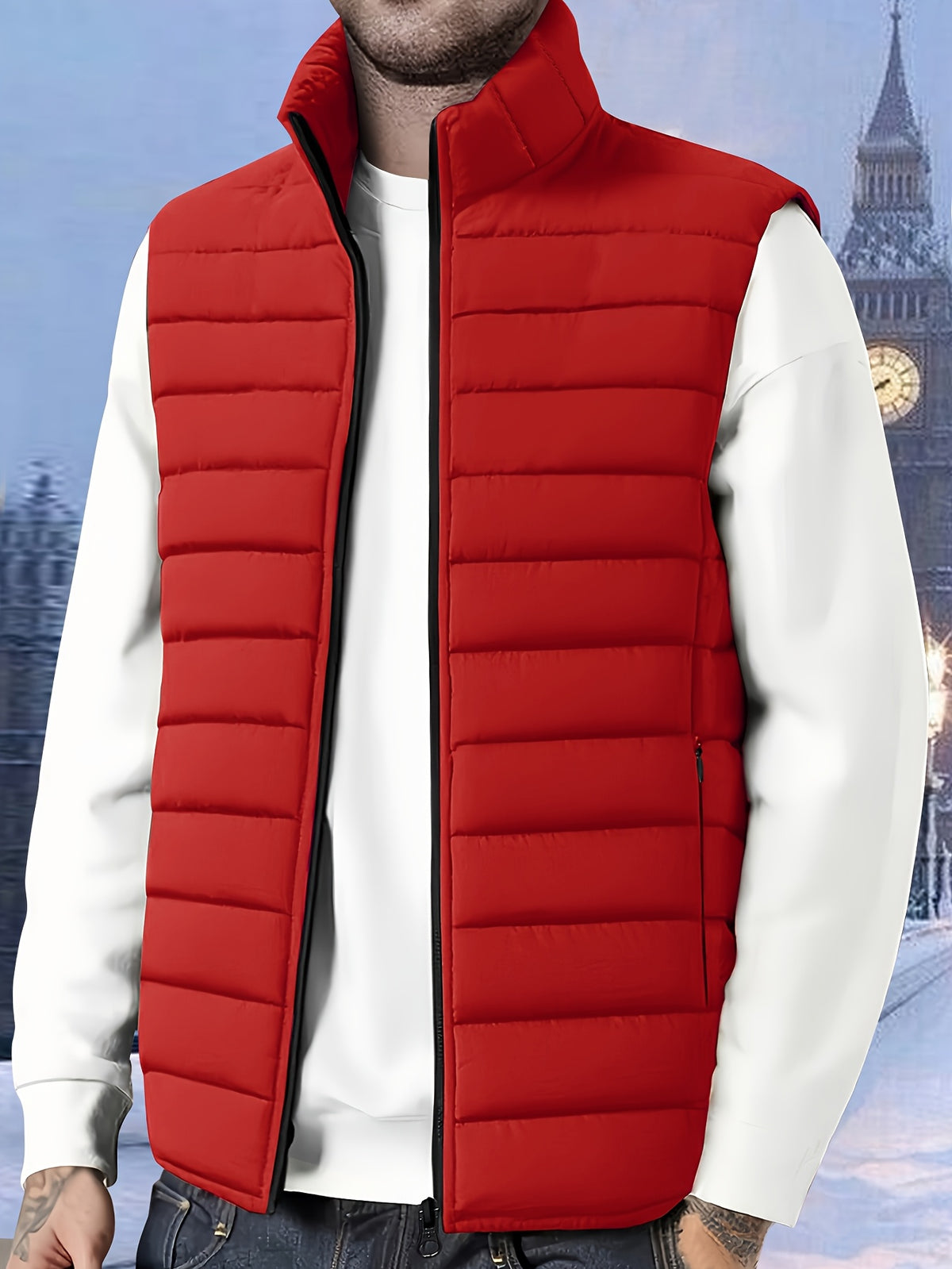 Barend | Men's Quilted Zip-Up Puffer Vest with Stand Collar