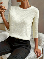 Kristin | Women's Ribbed Crew Neck Three-Quarter Sleeve Sweater