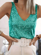 Rachel | Women's Sequin V-Neck Lace Corset Top