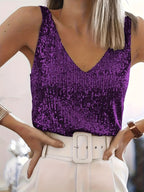 Rachel | Women's Sequin V-Neck Lace Corset Top
