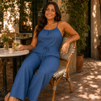 Laura | Women's Halter Wide-Leg Drawstring Jumpsuit