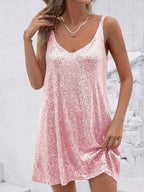 Margrethe | Women's Sequin V-Neck A-Line Mini Dress
