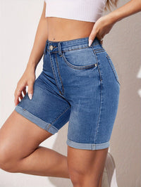 Wijnanda | Women's High-Waist Bermuda Denim Shorts