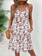 Serena | Women's Floral Print V-Neck Mini Dress with Pockets