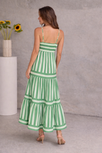 Ulla | Women's Striped Maxi Dress with Boat Neck