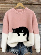 Ines Cat Motif Wool-Mix Knit Sweater