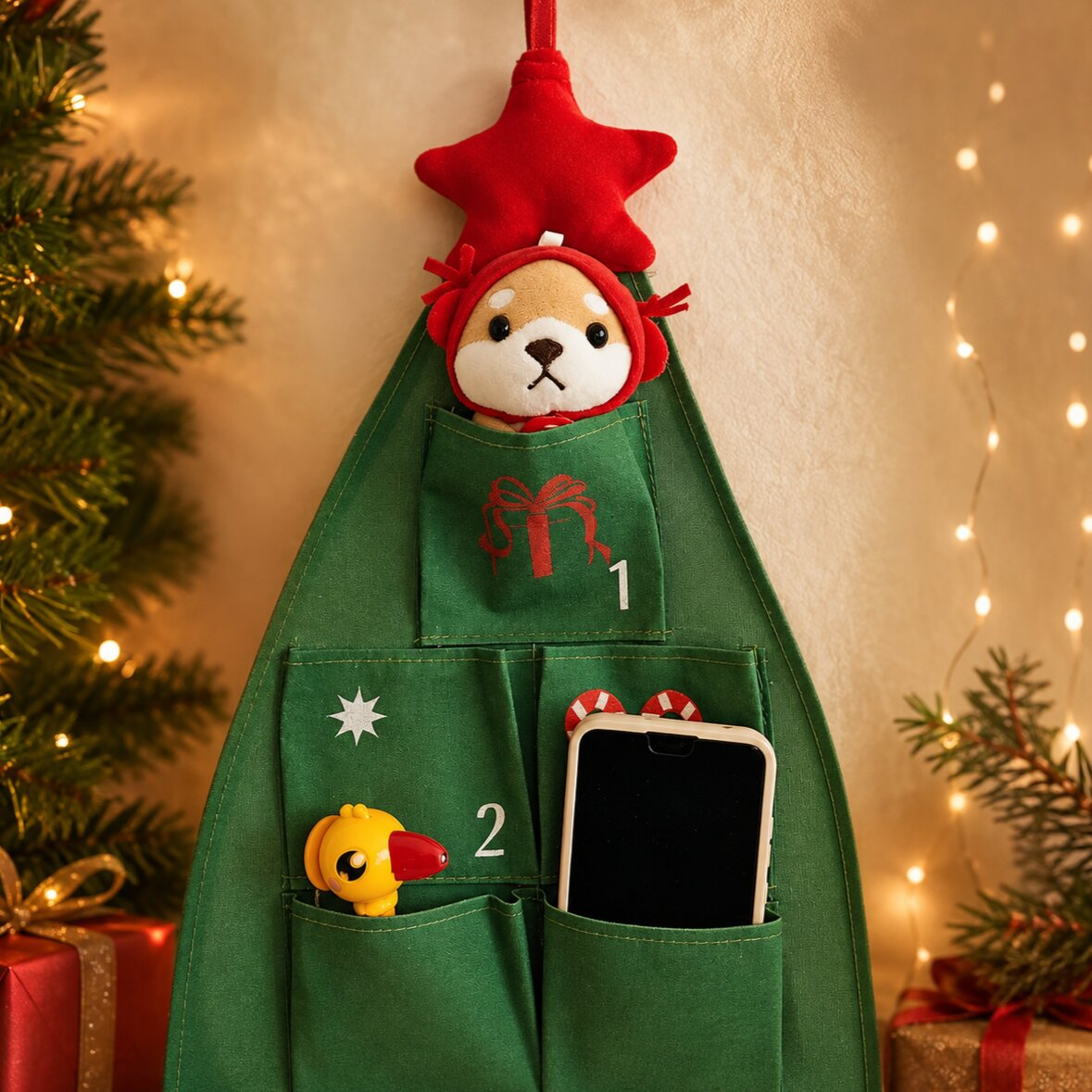Lisbeth | Advent Calendar Christmas Gift Fabric Tree, 24 Pockets