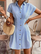 Milou | Women's Striped Button-Front A-Line Shirt Dress