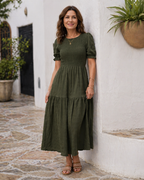 Vanessa | Women's Puff Sleeve A-Line Maxi Dress
