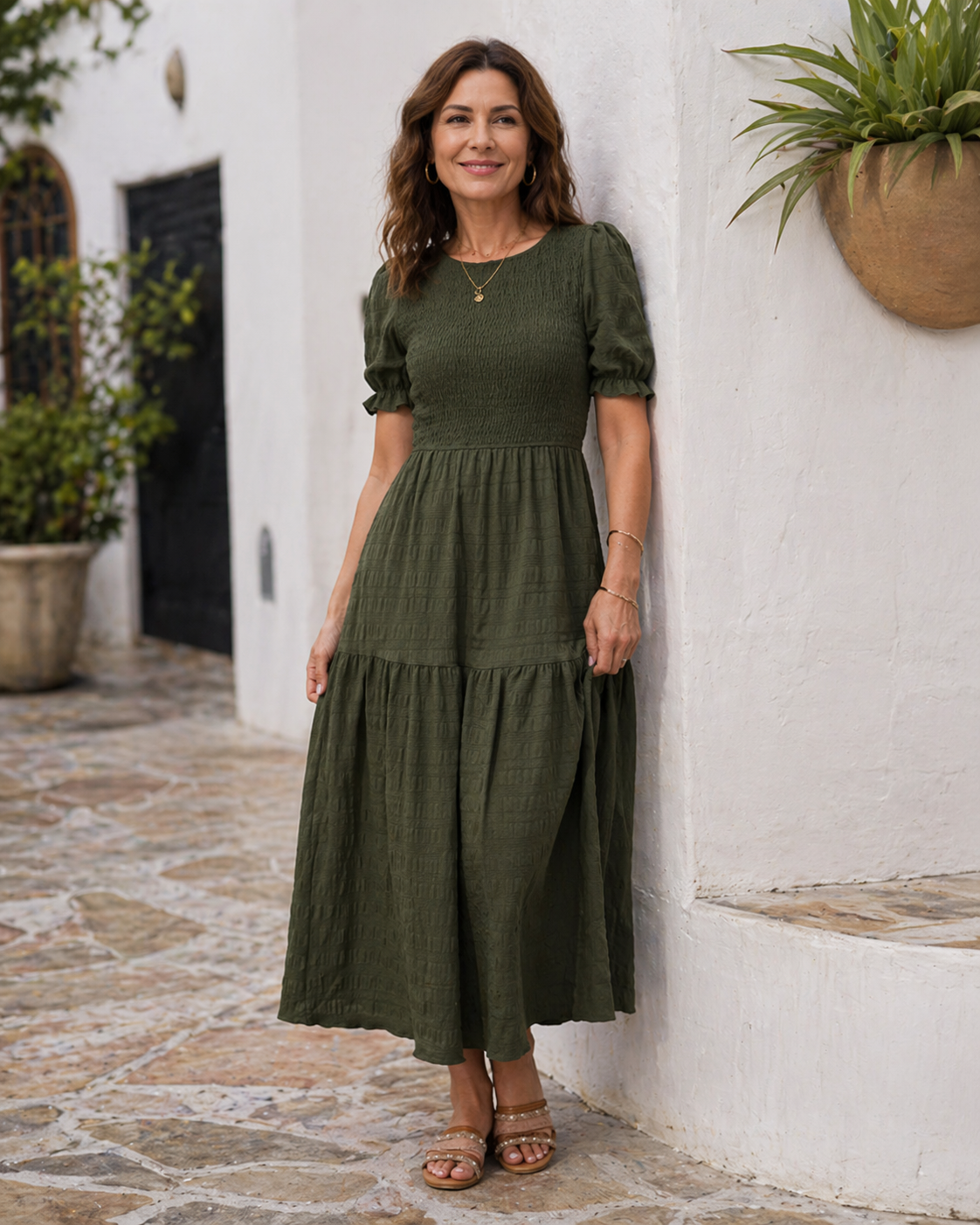 Vanessa | Women's Puff Sleeve A-Line Maxi Dress
