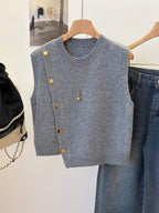 Hannah | Women's Ribbed Button-Front Sweater Vest