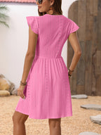 Meret | Women's Floral Lace V-Neck Flutter-Sleeve Midi Dress