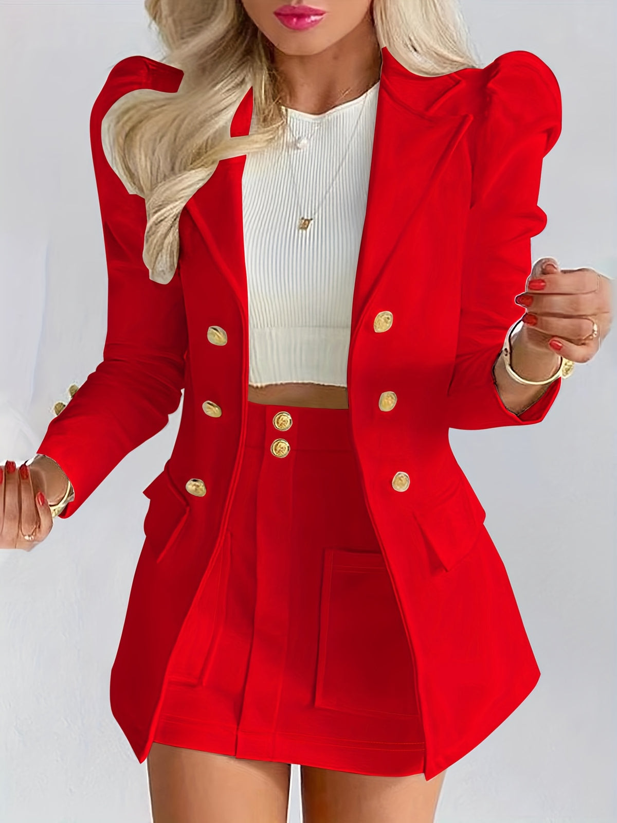 Farah | Women's Double-Breasted Blazer & Skirt Set