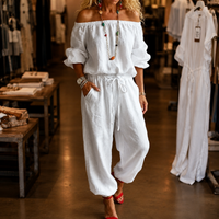 Rita | Women's Off-Shoulder Belted Jumpsuit with Ankle Cuff