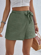 Priya | Women's High-Waist Wrap-Front Bow Shorts