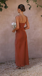 Veronique | Women's Satin-Look Slip Maxi Dress with Side Slit