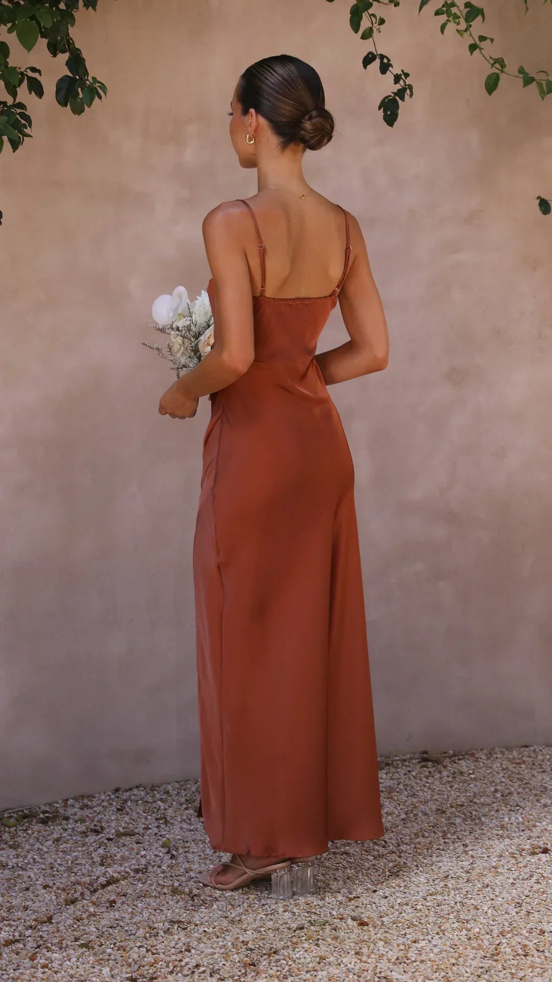 Veronique | Women's Satin-Look Slip Maxi Dress with Side Slit
