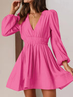 Sissel | Women's Puff Sleeve V-Neck Mini Dress