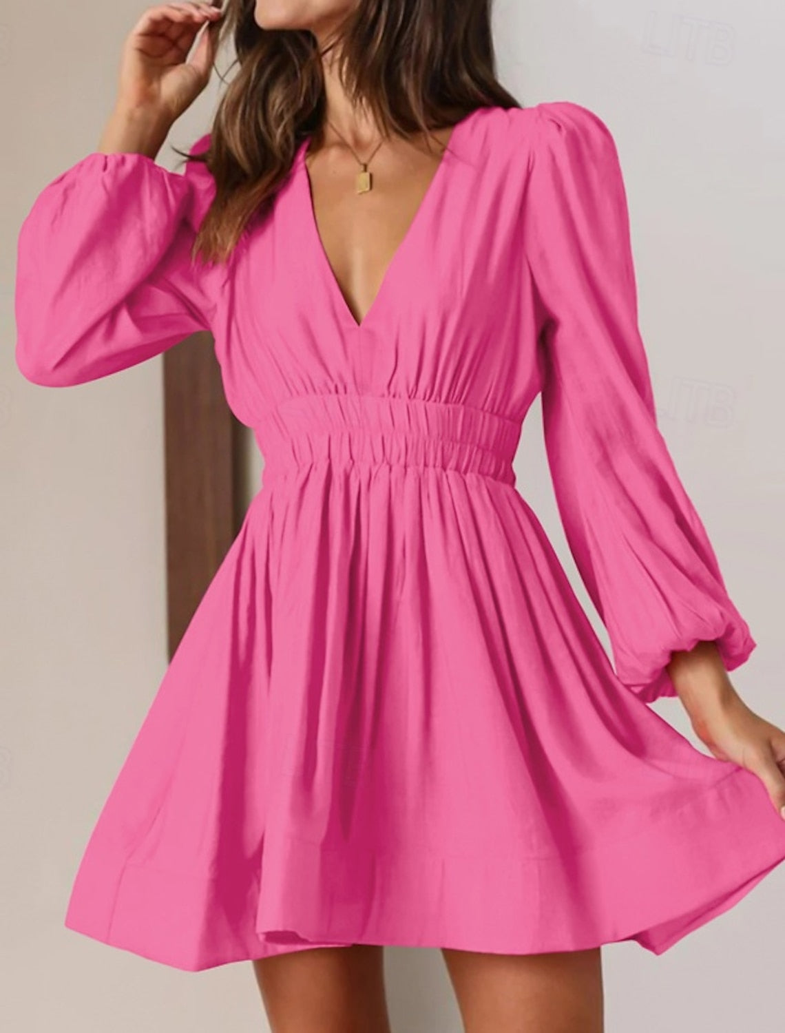 Sissel | Women's Puff Sleeve V-Neck Mini Dress