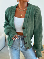 Zoé | Women's Button-Front V-Neck Knit Cardigan