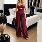 Lara | Women's Cutout Wide-Leg Jumpsuit with Tie Back