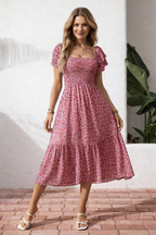 Ursula | Women's Fitted V-Neck Midi Dress with Side Slit