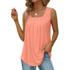 Idalie | Women's Pleated Square Neck Tank Top