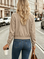 Kiki | Women's Zip-Front Bomber Jacket with Ribbed Trim