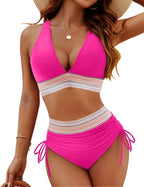 Aafke | Women's Ruched V-Neck Push-Up Bikini with Wide Straps