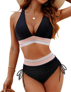 Aafke | Women's Ruched V-Neck Push-Up Bikini with Wide Straps