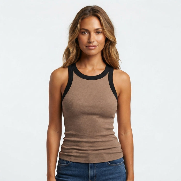 Marije | Women's Ribbed Contrast Trim Tank Top