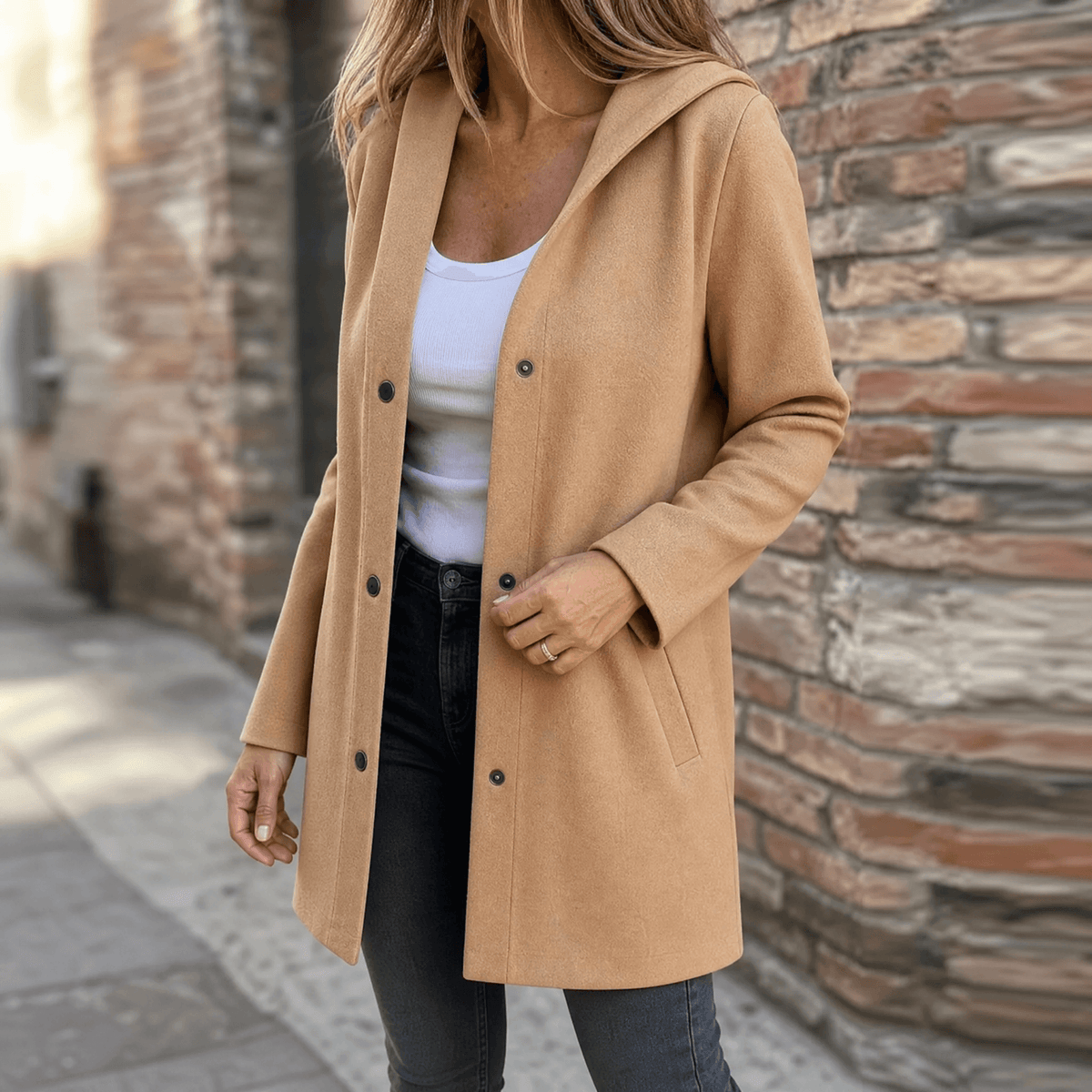 Harriet | Women's Oversized Hooded Cardigan with Button Front and Pockets