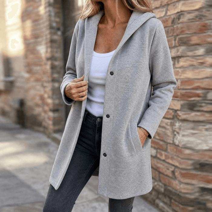 Harriet | Women's Oversized Hooded Cardigan with Button Front and Pockets