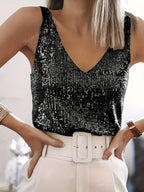 Rachel | Women's Sequin V-Neck Lace Corset Top