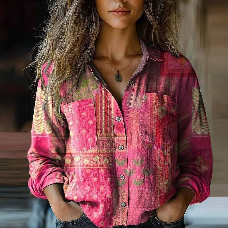 Editha | Women's Bohemian Vintage V-Neck Blouse