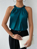 Rebekka | Women's Draped Lace Corset Top with Halter-Neck