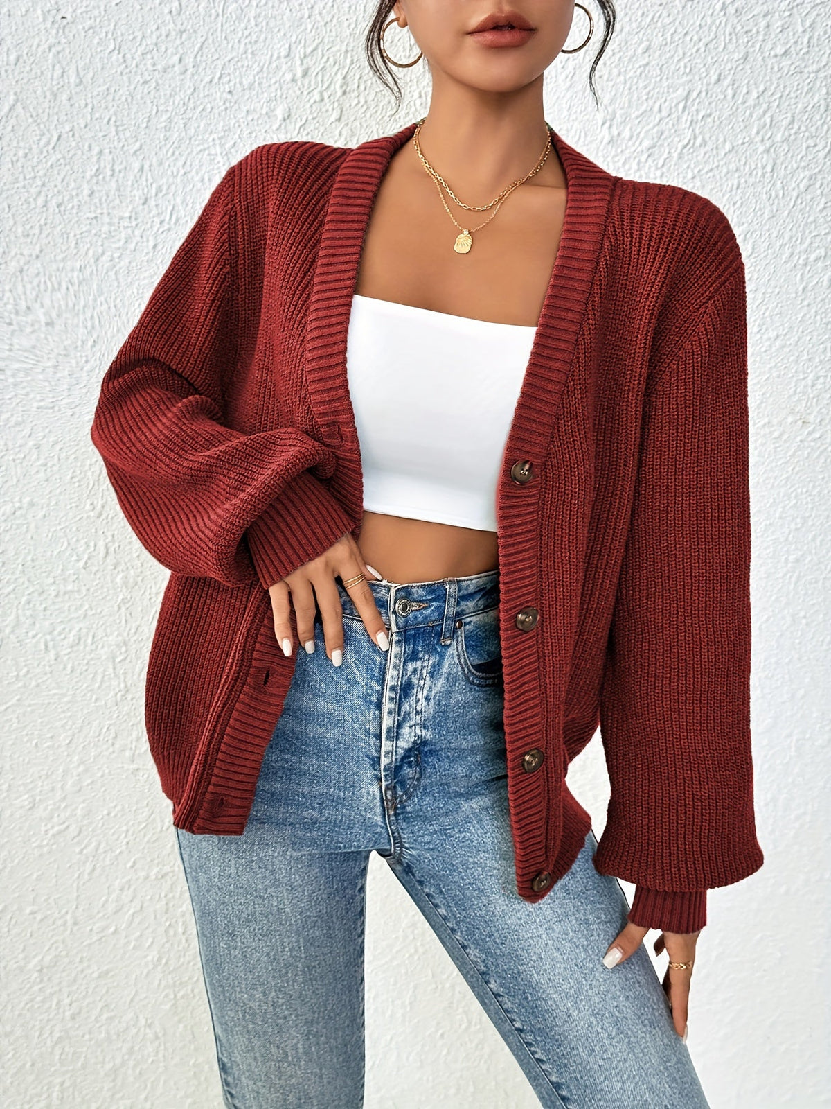 Zoé | Women's Button-Front V-Neck Knit Cardigan