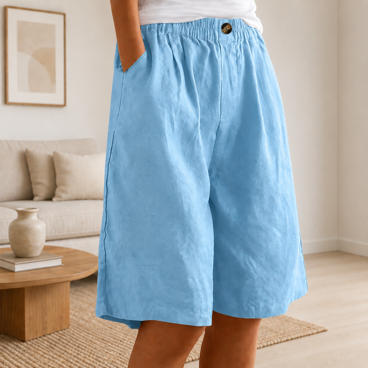 Priya | Women's High-Waist Relaxed-Fit Shorts with Side Pockets