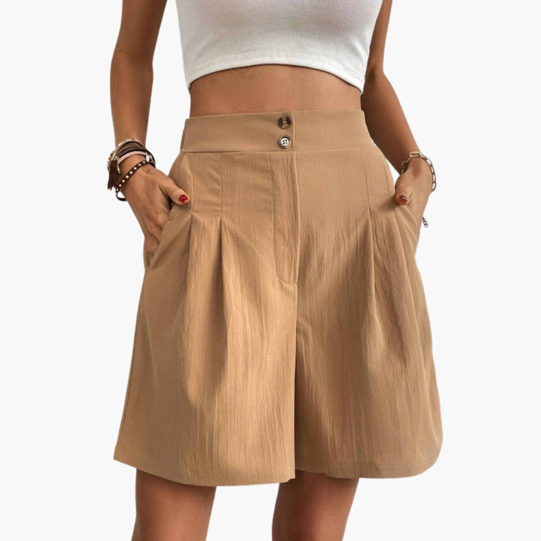 Katrine | Women's High-Waist Pleated Wide-Leg Trousers