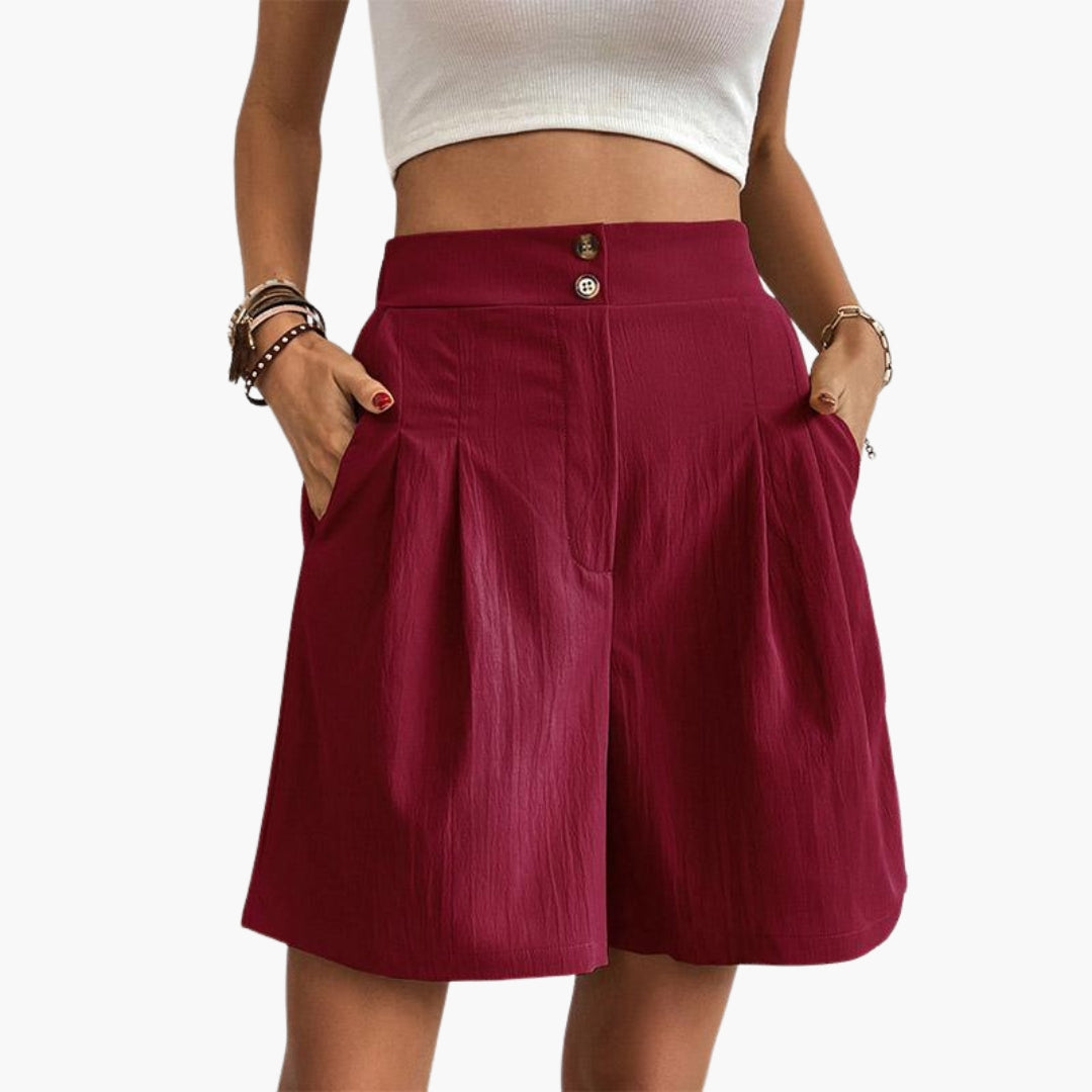 Katrine | Women's High-Waist Pleated Wide-Leg Trousers