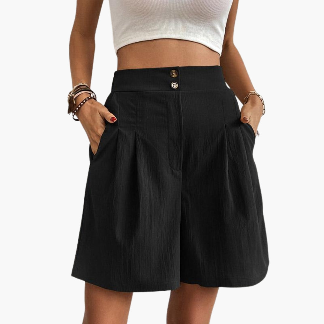 Katrine | Women's High-Waist Pleated Wide-Leg Trousers