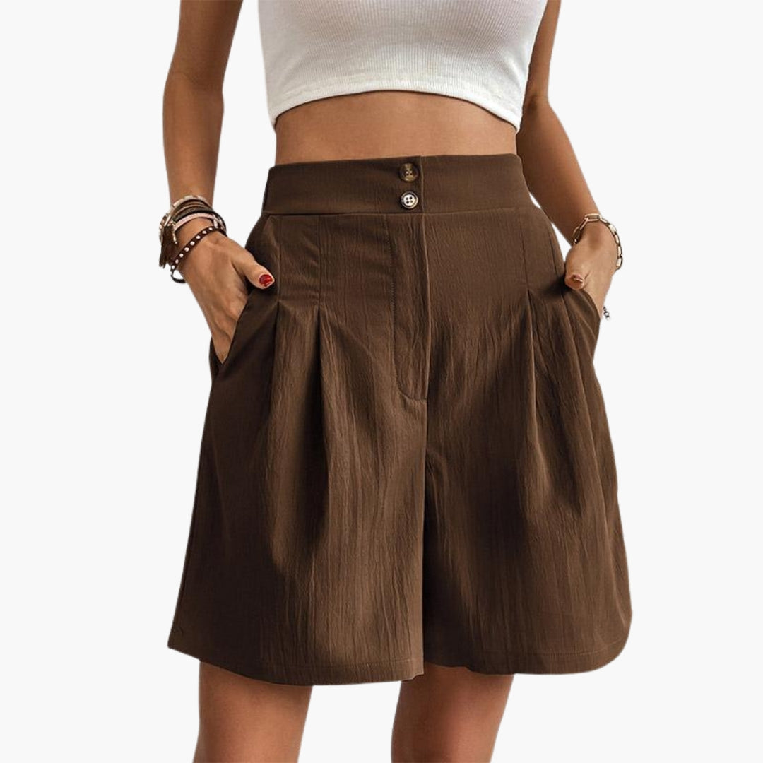 Katrine | Women's High-Waist Pleated Wide-Leg Trousers