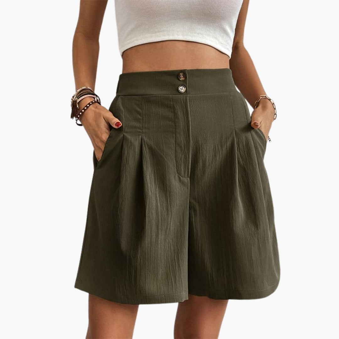 Katrine | Women's High-Waist Pleated Wide-Leg Trousers