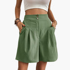 Katrine | Women's High-Waist Pleated Wide-Leg Trousers
