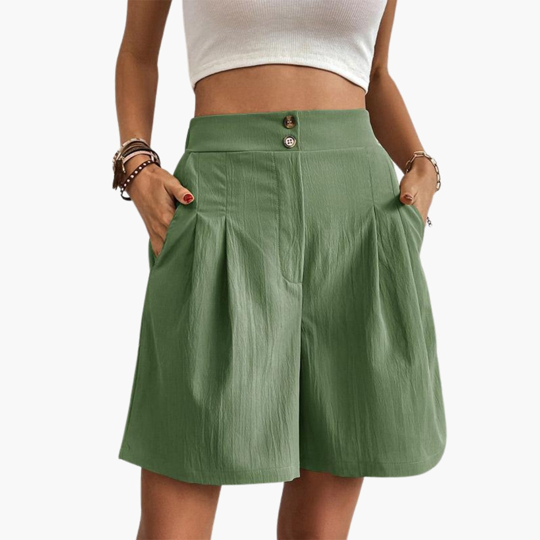 Katrine | Women's High-Waist Pleated Wide-Leg Trousers